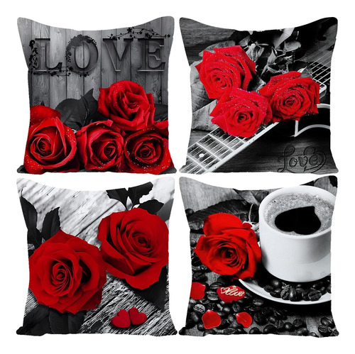 Conjunto De 4 Hermosas Fundas De Almohada Cuadradas Pla...