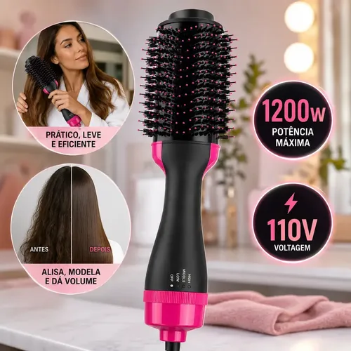 Escova Secadora Modeladora Alisadora 1200w 110v Profissional Para...