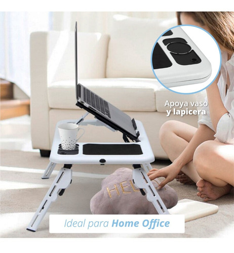 Imagen 5 de 10 de Mesa Plegable Porta Notebook Con Base Refrigerante Coolers