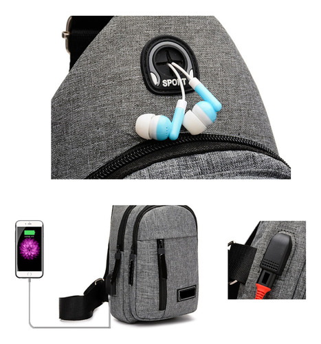 Bolso De Hombro Unisex Moderno Con Orificio Para Cable, Orif