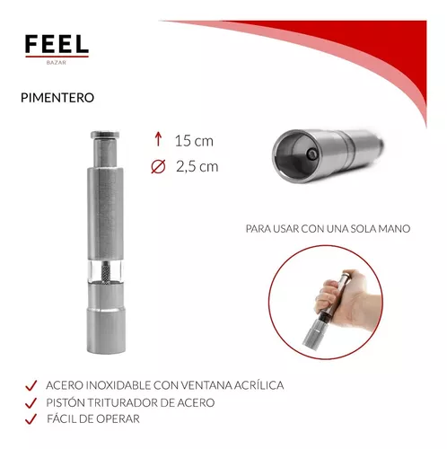 Molinillo Salero Pimentero Acero Inoxidable A Pistón Oferta!