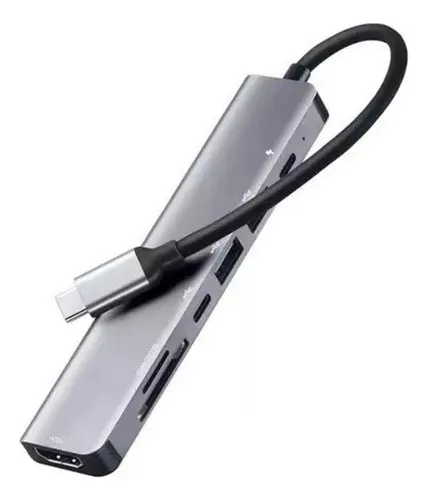 comprar Hub Tipo-c Usb 7 Em 1 Hdmi 3.0 Notebook Macbook Tablet Cor Cinza
