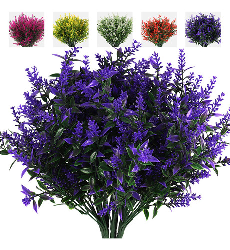 Ramos De Lavanda Artificial 8 Unidades Resistentes Uv Maceta