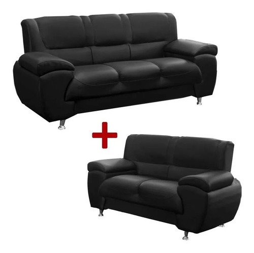 Living - Sillón - Sofa 2 Cuerpos + Sofa 2 Cuerpos Negro