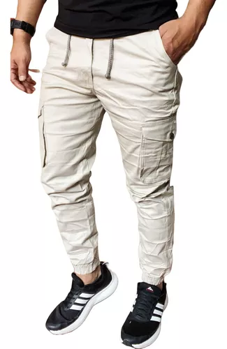  TYLC Pantalones cargo para hombre, bolsillos laterales