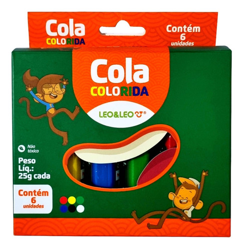 Cola Colorida Com Brilho 25g Escolar Com 6 Unidades Leo&leo