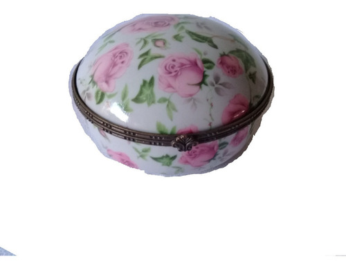 Joyero Porcelana, Blanco Con Diseños Florales De Rosas Rosas