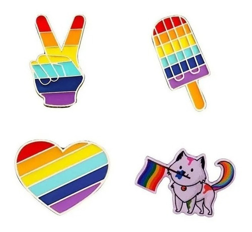 Pin Broches Lgbt Orgullo Gay Gatito / Set 4 Pin