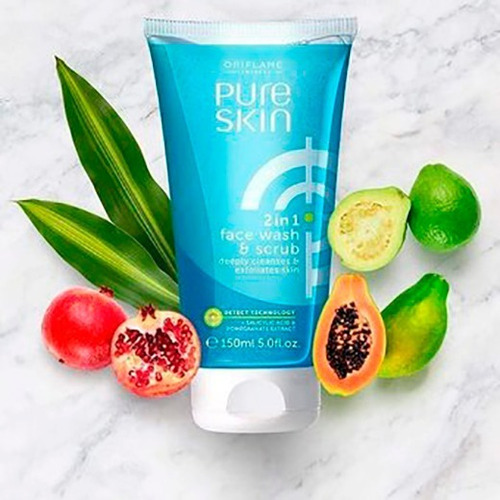 Imagen 4 de 4 de Gel Facial 2 En 1 | Exfolia Y Purifica | Pure Skin Oriflame