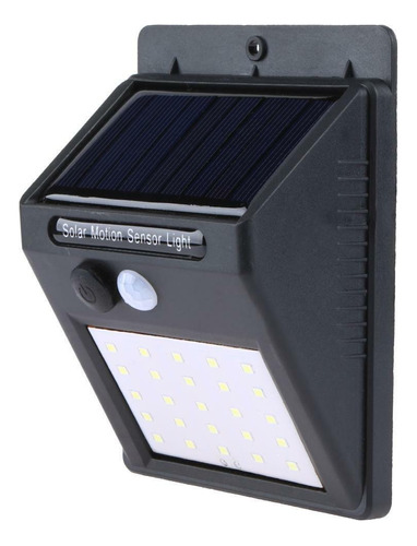 Luminária Refletor Solar Parede 25 Led Sensor Movimento Cor da carcaça Preta Cor da luz Branco brilhante 12V