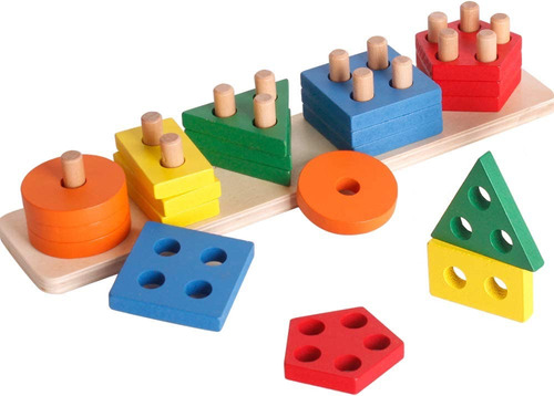 Juguete Encaje Apilable Figuras Madera Montessori Pikland