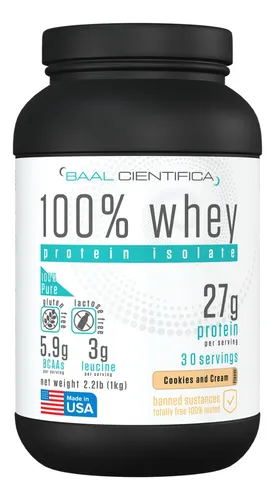 Whey Protein 100% Isolate 1kg - Cookies And Cream + Shaker
