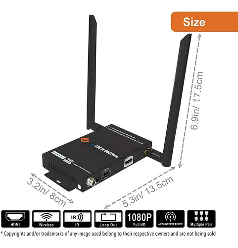 J-tech Digital 1x2 Inalámbrico Hdmi Extender 200 'de Dobl...