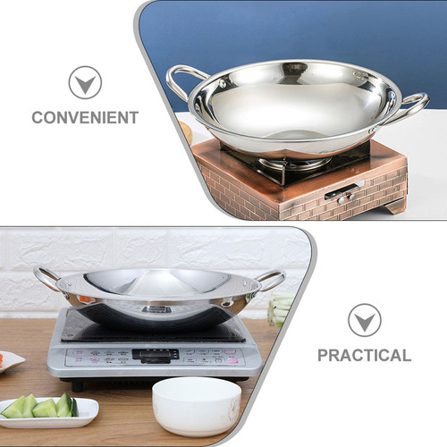 Olla De Acero Inoxidable Con Doble Asa Para Freír, Versátil