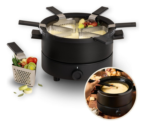 Set De Fondue Eléctrico De Acero Inoxidable 3l Con Cacerola