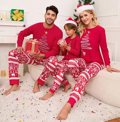 Conjunto De Pijamas Navidad Juego Para Familiares Y Parejas