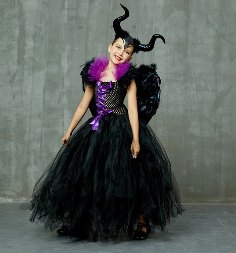 Imagem 1 de 10 de Fantasia Malévola Infantil A Dona Do Mal Bruxa Má Halloween