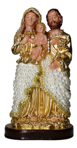 Estatueta Sagrada Família Com Pérolas Em Resina 18cm