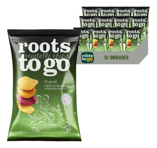 Chips De Mandioca E Batata-doce Roots To Go 45g (12 Pacotes)