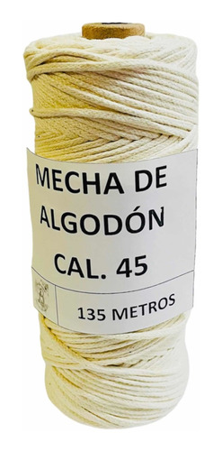 1 Rollo De Pabilo Mecha Algodón Cal. 45. 135 Metros 
