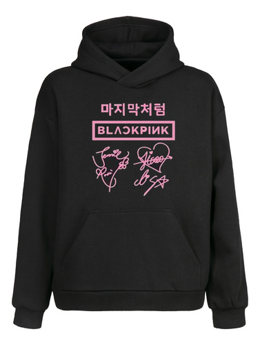 Sudadera Kpop Blackpink Firmas Gorro Logo Rosa