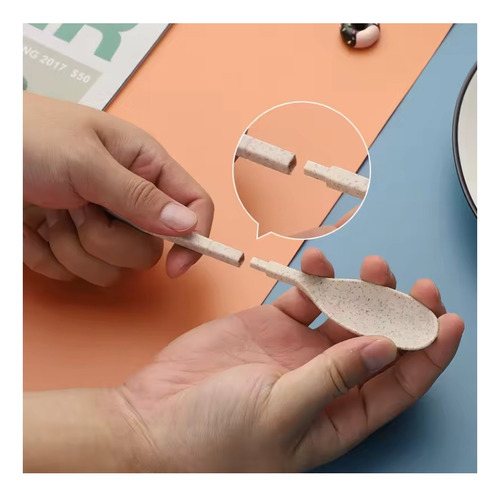 Juego De Cubiertos Portátiles Con Estuche Colores Set Comida Azul