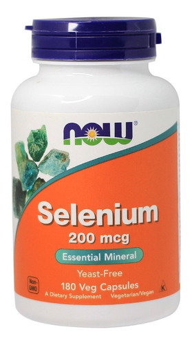 Selenium (selenio) 200mcg 180cáps Now Foods Sabor Sem sabor