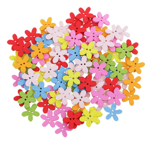 100pc Colorful Flower Flatback Botones De 2 Agujeros Craft