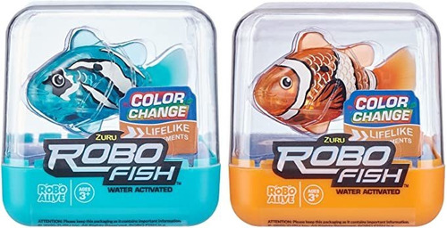 Zuru Robo Alive, Serie De Peces 1, 2pk(verde Azulado+naranj.