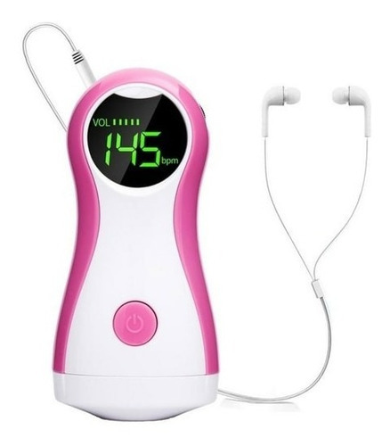 Mini Ultrasson Sonar Doppler Ouvir Batimento Coração Bebê Cor Rosa