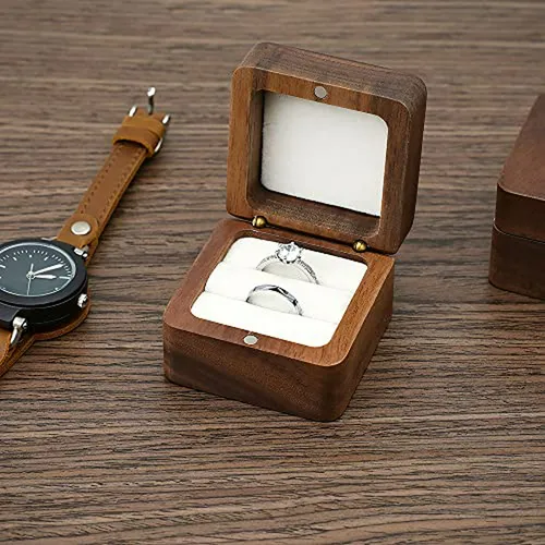 Caja De Madera Para Anillos De Boda Y Compromiso Con Adornos