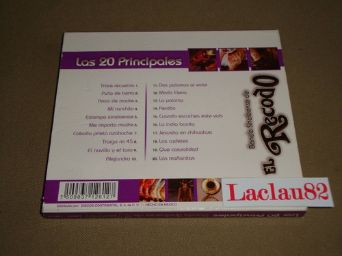 Recodo Las 20 Principales Continental Cd + Funda (Usado)