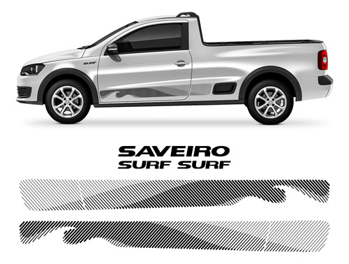 Kit Adesivo Faixa Lateral Porta Vw Saveiro Surf G6 2015 2016