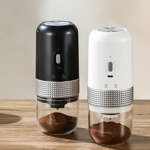 Moledor De Café Y Especias Inalámbrico Portátil Cerámica Usb Color Blanco