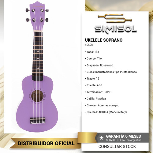 Ukelele Soprano Linea Color Ukulele Bamboo + Funda - Envio