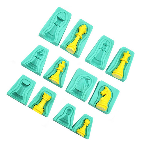 12pcs Ajedrez Silicona Molde Para Pasteles Fondant Hornear C