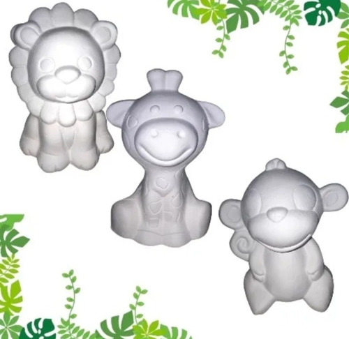 Alcancias Animales Baby Shower León Jirafa Sin Pintar 14 Pzs