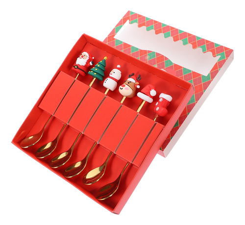 Juego De Cucharas De Café Navideñas Con Forma De Árbol Peque