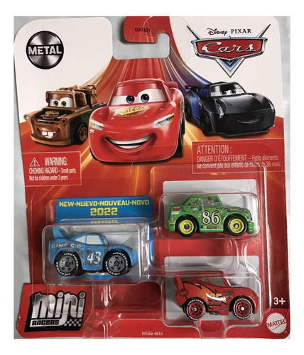 Disney Pixar Cars Mini Racers Kings Last Race - Paquete De 3