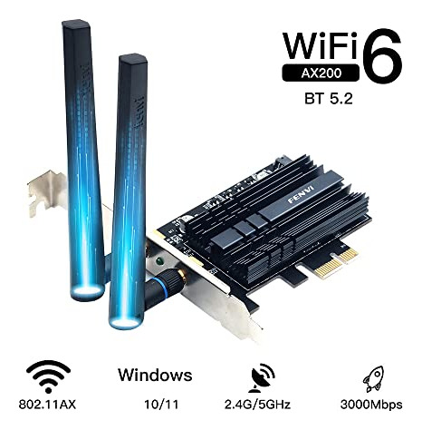 Tarjeta Wifi 6 Pci-e Ax200 Bt5.2 De Doble Banda Ax3000mbps -