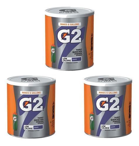 3 Tarros Gatorade Polvo G2 Bajo Calorías Concentrado Hidrata