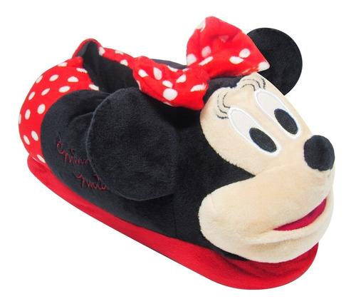 Imagem 3 de 10 de Pantufa 3d Pelúcia Minnie Mouse - Solado Borracha - Disney