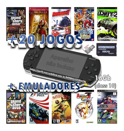 Memory Stick Pro Duo Cartão 16gb Sandisk Com 25 Jogos Psp
