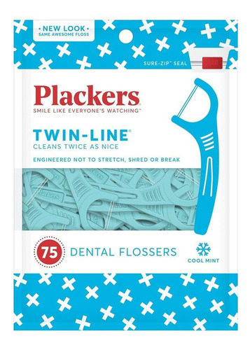 Plackers Whitening Twin Line Floss Picks - 75 Ct - 3 Pk