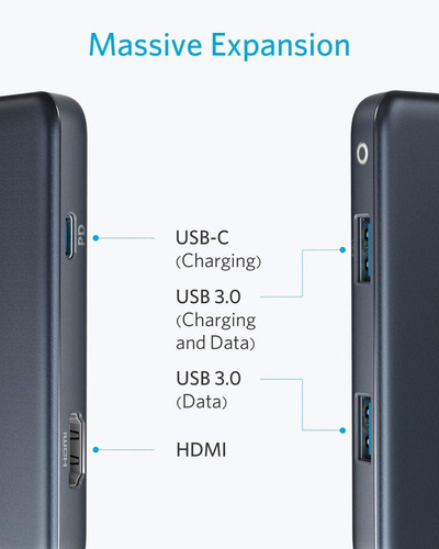 Imagen 2 de 7 de Hub Usb-c - Anker - 4 En 1 - 2 Usb-a - 1 Usb-c Pd - Hdmi