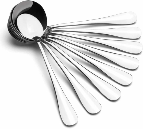 Amovee Cucharas De Sopa De Acero Inoxidable Redondas, Casual