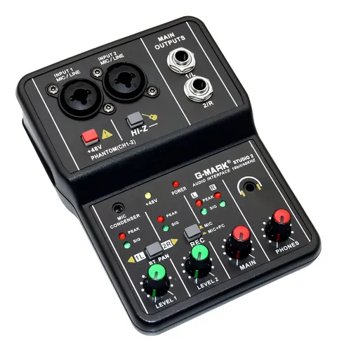 comprar Console Mesa De Som 2 Canais Mixer Interface De Audio Usb Bivolt