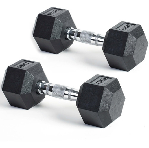 Par De Mancuernas Hexagonales 7.5 Kg 2 Piezas Mancuerna Color Negro