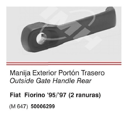 Manija Porton Trasero Fiorino  - 2 Estrias - Hasta 2004