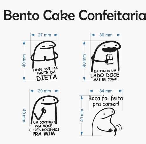Kit Carimbos Embalagens Bento Cake Confeitaria Tags Sacolas